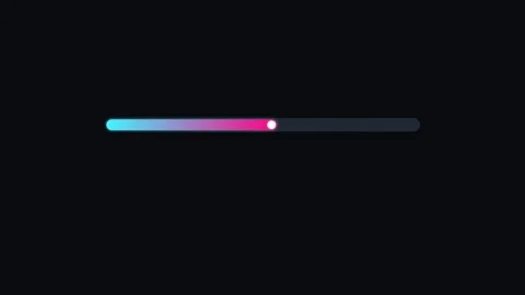 A vibrant gradient progress bar with a white circular slider on black Vídeos de archivo 336262445