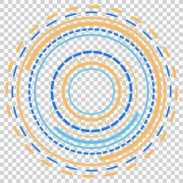 Vibrant gradient radial rings technology design isolated on transparent Stock Illustration