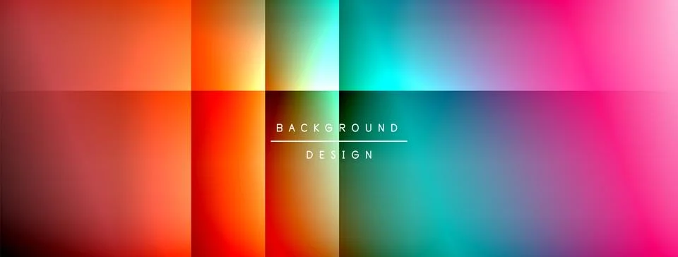 Vibrant gradient rectangles form abstract background. Colors blend smoothly, Stock Illustration
