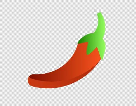 Vibrant gradient red chili pepper icon with green stem Stock Illustration