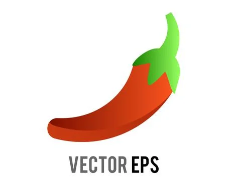 Vibrant gradient red chili pepper icon with green stem Stock Illustration