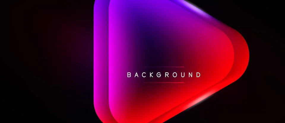 Vibrant gradient shape dominates dark background. Purple transitions to red, Illustrazione stock