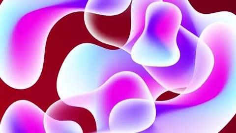 Vibrant gradient shapes blending into a colorful abstract wave pattern on red Stock Footage 294663069