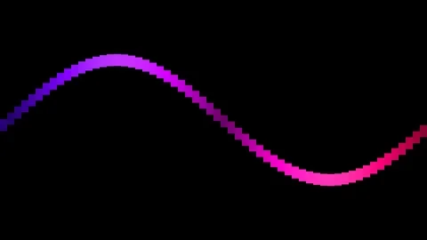 A vibrant gradient sine wave composed of pixels on a solid black background Video stock 335117430