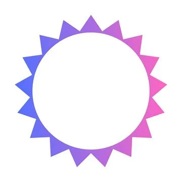 Vibrant gradient sun icon with sharp triangular rays and a white center Stock Illustration