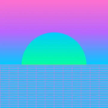 Vibrant gradient sunset over pixelated water texture for modern digital des.. Stock Illustration