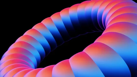 Vibrant Gradient Torus Ring on Black: Abstract Digital Art Video stock 342318716