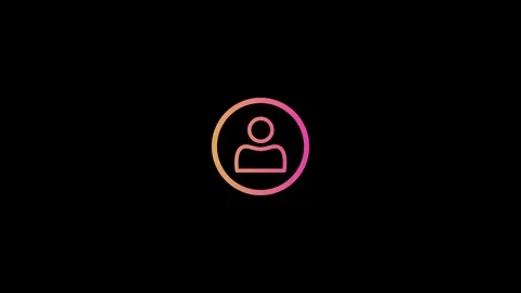 Vibrant gradient user profile account outline icon on black background 4k Video stock 343760398