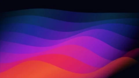 Vibrant gradient waves flowing across a deep black background display Video stock 335117570