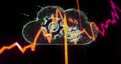 Vibrant graph cursor marking 71 Stock Footage 313554687