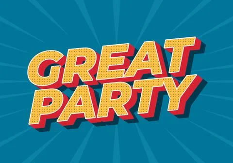 A vibrant graphic design with bold text saying Great Party in comic book st.. Stock Illustration