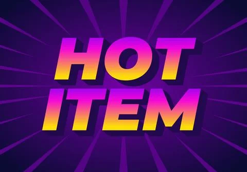 A vibrant graphic design featuring the text HOT ITEM in bold, stylized Illustrazione stock