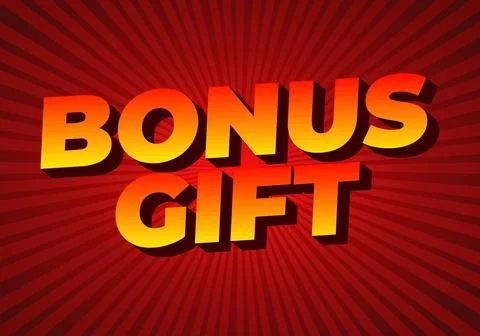 A vibrant graphic design featuring the text BONUS GIFT in bold, 3D letters Stock Illustration