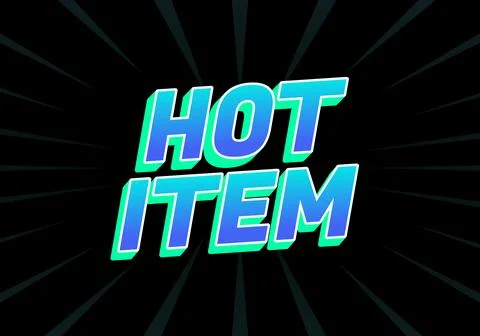 A vibrant graphic design featuring the text HOT ITEM in bold, colorful Illustrazione stock
