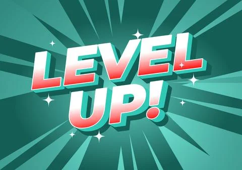A vibrant graphic design featuring the text LEVEL UP! in bold, 3D style wit.. Stock Illustration