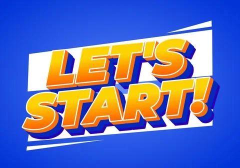 A vibrant graphic design featuring the text LETS START! in bold, colorful t.. Stock Illustration