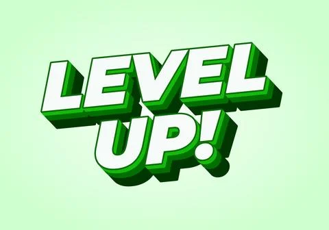 A vibrant graphic design featuring the text LEVEL UP! in bold, 3D letters w.. Stock Illustration