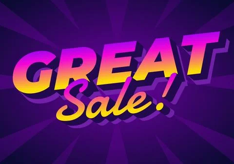 A vibrant graphic design featuring the text GREAT Sale! in bold, colorful t.. Stock Illustration