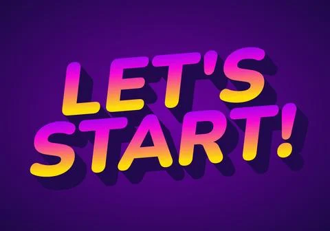 A vibrant graphic design featuring the text LETS START! in a bold, colorful.. Illustrazione stock