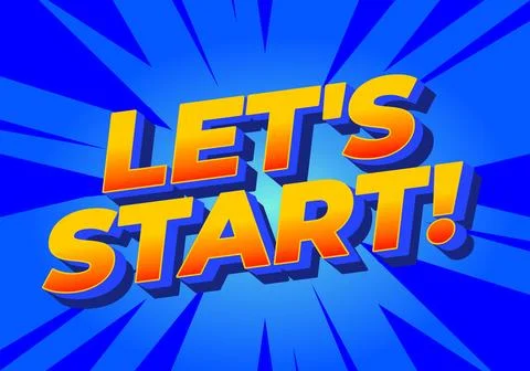 A vibrant graphic design featuring the text LETS START! in bold, colorful l.. 스톡 일러스트