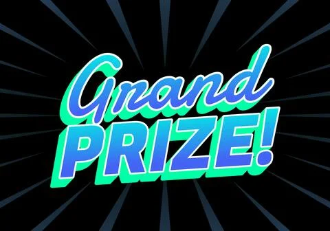 A vibrant graphic design featuring the text Grand Prize! in a playful font,.. Stock Illustration