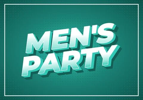 A vibrant graphic design featuring the text Mens Party in bold, 3D letters .. Illustrazione stock