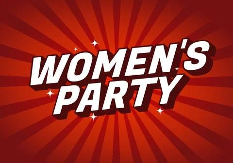 A vibrant graphic design featuring the text Womens Party in bold, dynamic t.. Stock Illustration