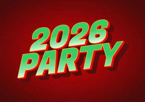 A vibrant graphic design featuring the text 2026 PARTY in bold, colorful ty.. 스톡 일러스트