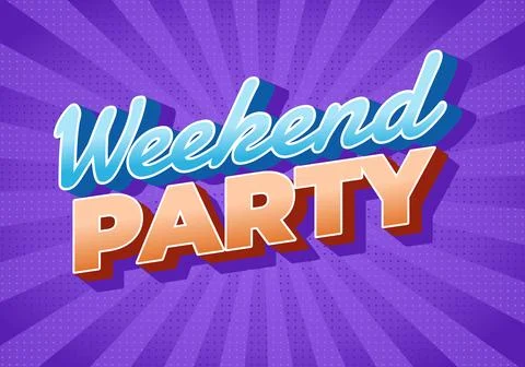 A vibrant graphic design featuring the text Weekend Party in bold, playful .. 스톡 일러스트