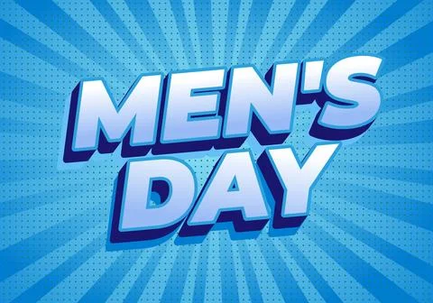 A vibrant graphic design featuring the text Mens Day in bold, 3D letters ag.. Stock Illustration
