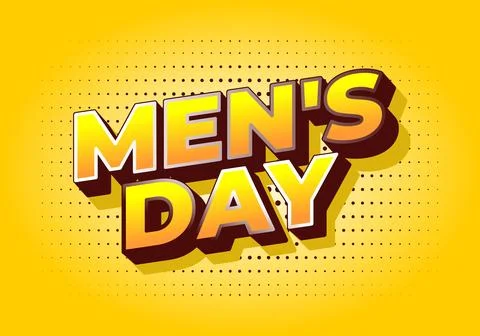 A vibrant graphic design featuring the text Mens Day in bold, 3D letters wi.. Illustrazione stock