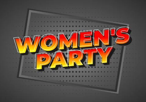 A vibrant graphic design featuring the text womens party in bold, colorful .. 스톡 일러스트