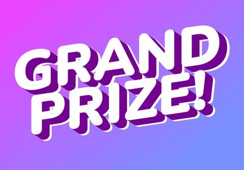 A vibrant graphic design featuring the text GRAND PRIZE! in bold, white let.. Stock Illustration