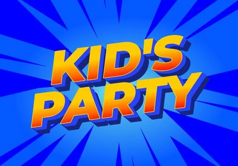 A vibrant graphic design featuring the text Kids Party in bold, colorful le.. Stock Illustration