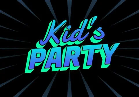 A vibrant graphic design featuring the text Kids Party in a playful font, s.. Stock Illustration