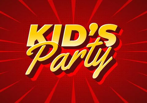 A vibrant graphic design featuring the text Kids Party in bold, playful typ.. Stock Illustration