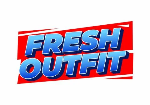 A vibrant graphic design featuring the text fresh outfit in bold, blue lett.. Stock Illustration