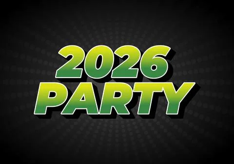 A vibrant graphic design featuring the text 2026 PARTY in bold, green and y.. 스톡 일러스트