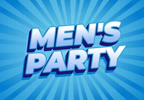 A vibrant graphic design featuring the text Mens Party in bold, 3D letters .. Illustrazione stock