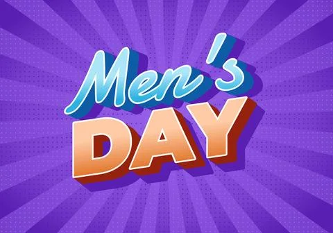 A vibrant graphic design featuring the text Mens Day in a playful font. The.. Stockillustratie