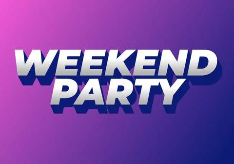 A vibrant graphic design featuring the text Weekend Party in bold, 3D style.. Illustrazione stock