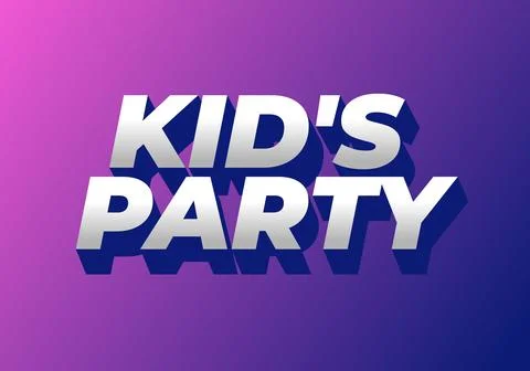A vibrant graphic design featuring the text Kids Party in bold, 3D style ag.. Stock Illustration