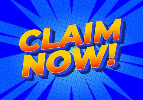 A vibrant graphic design featuring the text CLAIM NOW! in bold, stylized fo.. Stock Illustration