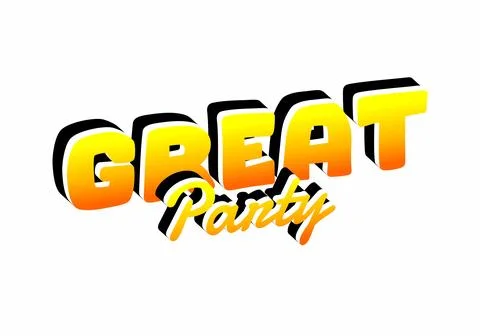 A vibrant graphic design featuring the text GREAT Party in bold, stylized t.. Stockillustratie