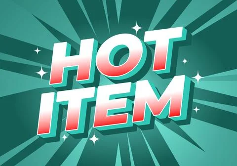 A vibrant graphic design featuring the words HOT ITEM in bold, stylize Stock Illustration