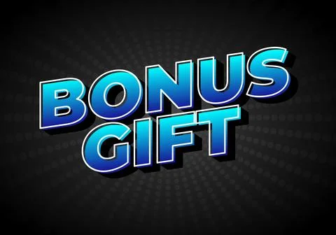 A vibrant graphic design featuring the words Bonus Gift in bold, 3D blue le.. Stockillustratie