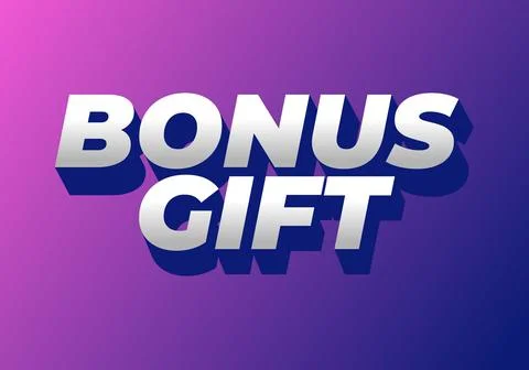 A vibrant graphic design featuring the words BONUS GIFT in bold, three dime.. Stock Illustration