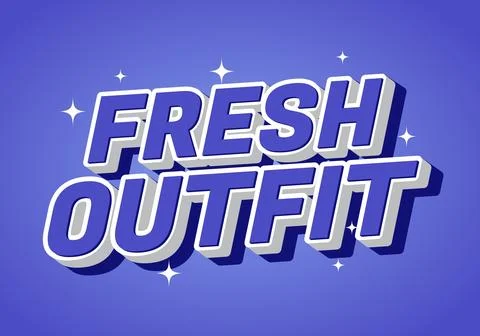 A vibrant graphic design featuring the words Fresh Outfit in bold, 3D typog.. 스톡 일러스트