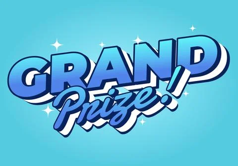 A vibrant graphic design featuring the words GRAND Prize! in bold, stylized.. Stock Illustration