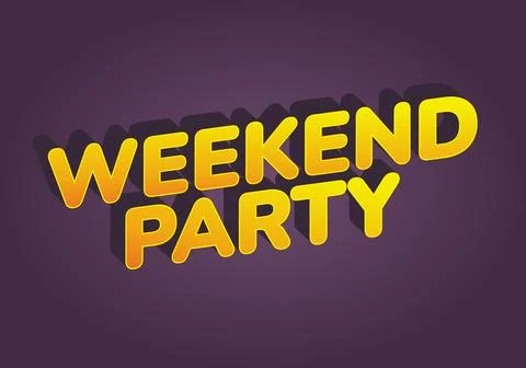 A vibrant graphic design featuring the words Weekend Party in bold, yellow .. Illustrazione stock
